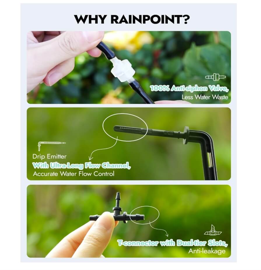 RAINPOINT Solar Irrigation System, Automatic Watering System with 121 Timer Modes