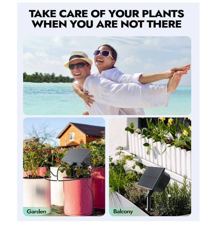 RAINPOINT Solar Irrigation System, Automatic Watering System with 121 Timer Modes