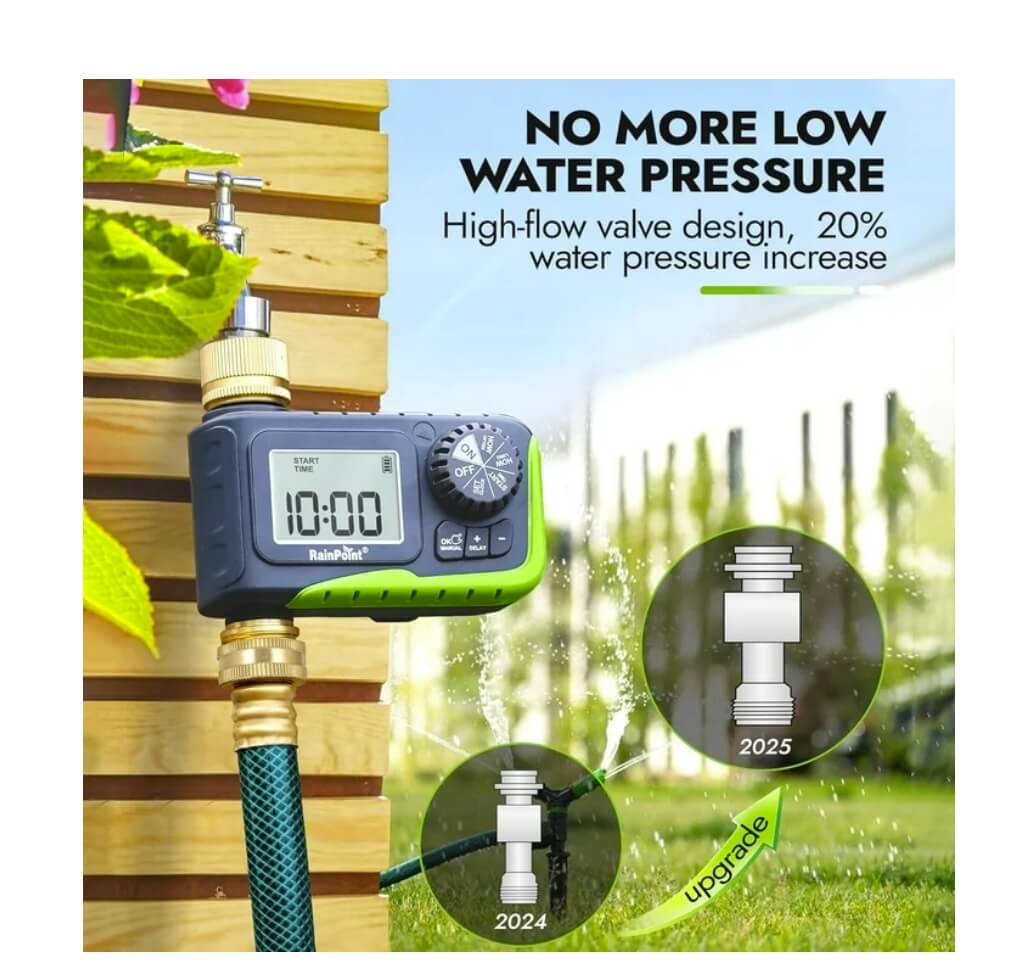 RainPoint Garden Hose Timer Greenhouse Irrigation,Brass Inlet and Outlet