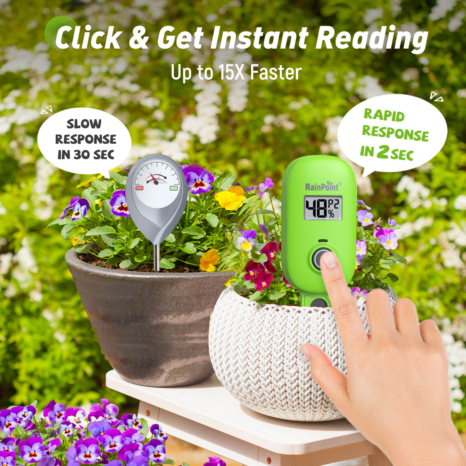 RainPoint Upgrade Smart Digital Wireless Plant Moisture Meter Houseplant Indoor