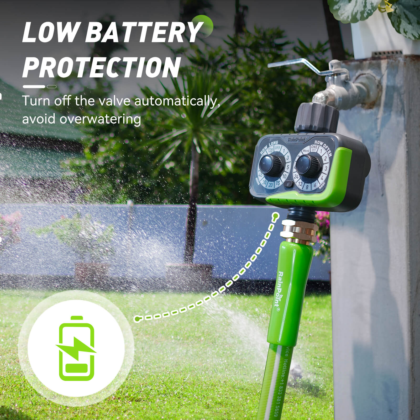 RainPoint Programmable Water Timers for Hoses, 2 Dial Watering Timer for Sprinkler