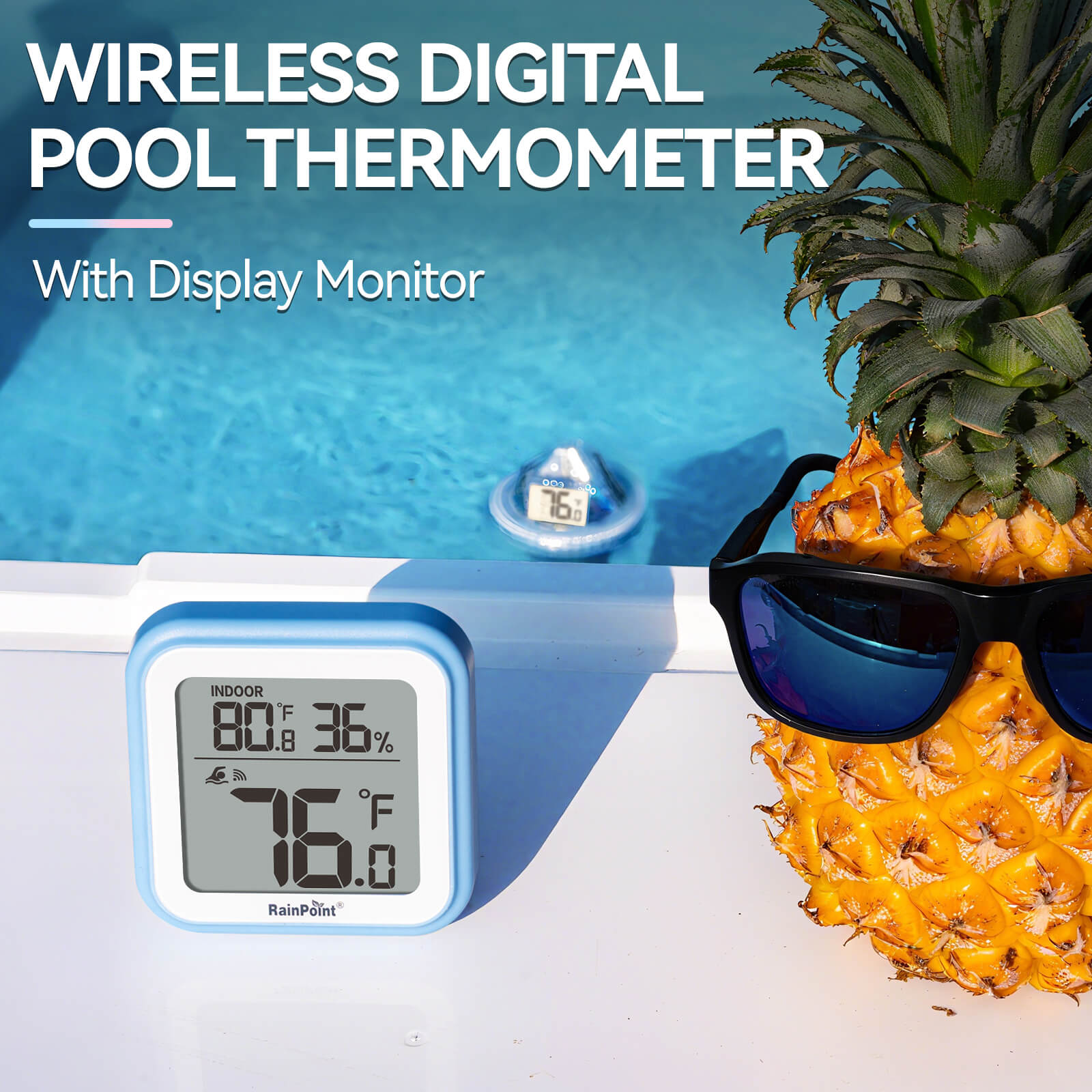 RAINPOINT Displays Wireless Digital Pool Thermometer -Blue