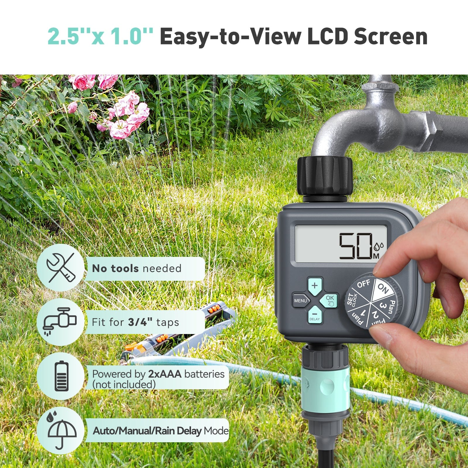 2.5"x 1.0"Easy-to-View LCD Screen