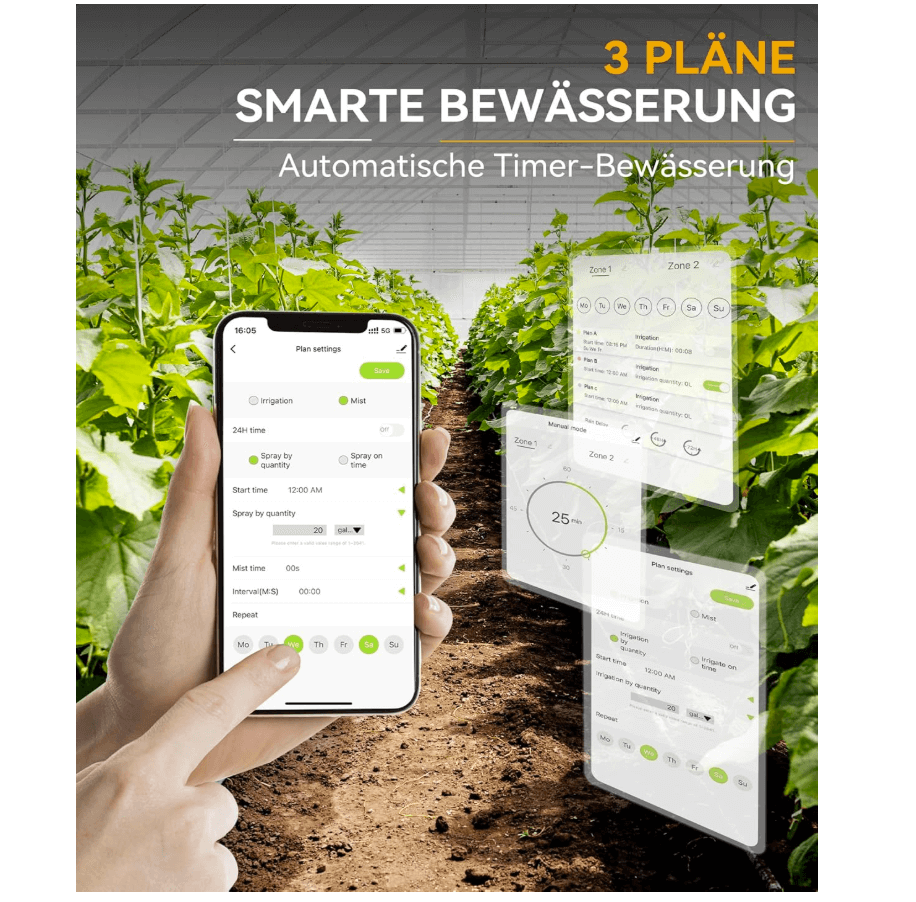 RAINPOINT Irrigation Computer WLAN 2 Outputs with Brass Inlet Outlet(with Hub)