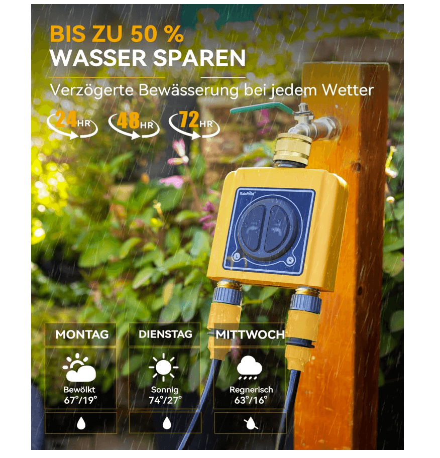 RAINPOINT Irrigation Computer WLAN 2 Outputs with Brass Inlet Outlet(with Hub)