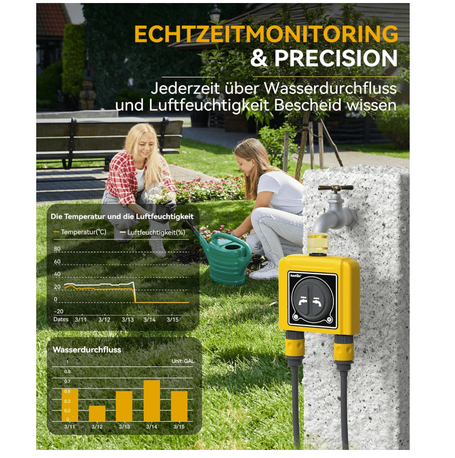 RAINPOINT Irrigation Computer WLAN 2 Outputs with Brass Inlet Outlet(with Hub)