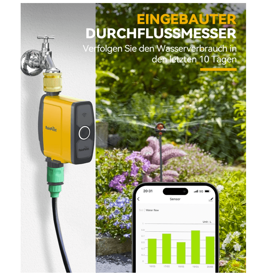 RAINPOINT Bewässerungscomputer WLAN 2,4 GHz mit Messingeinlass