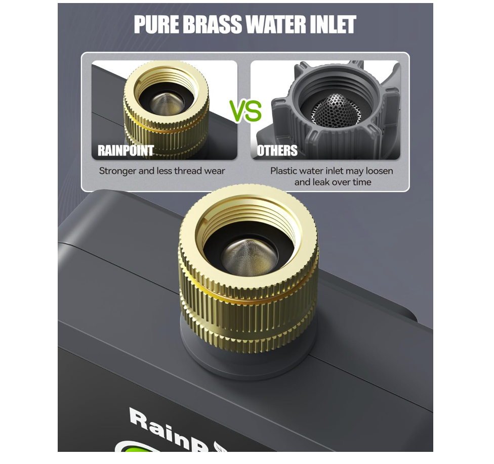 RAINPOINT Watering Computer Bluetooth 2 Outputs, Brass Inlet, without WiFi Hub