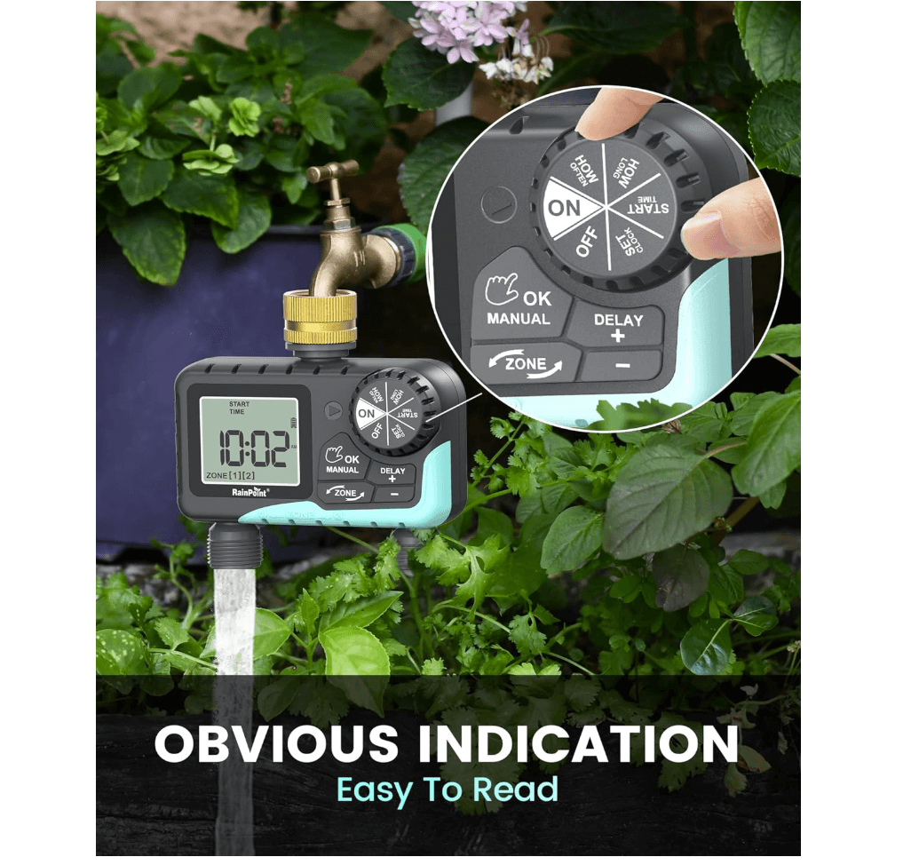 RainPoint Water Timer for Garden Hose - Sprinkler Timer with Brass Swivel, 2 Outlet