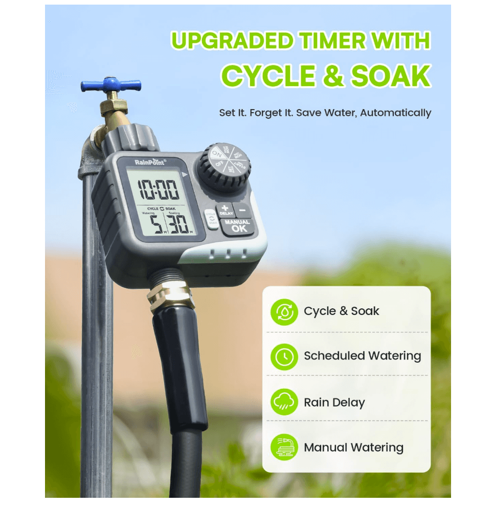 RAINPOINT Cycle & Soak Water Timer for Garden Hose