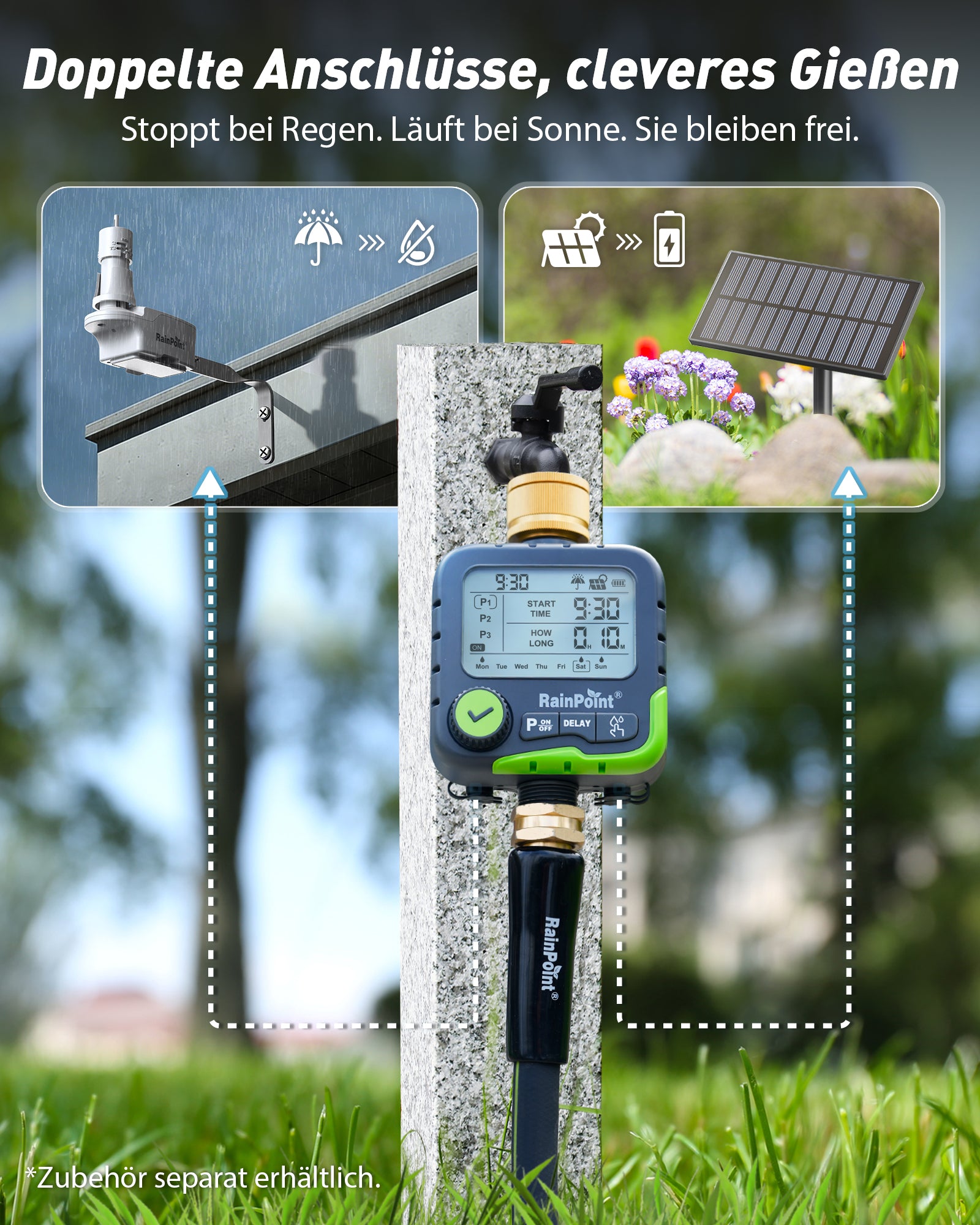 RAINPOINT 1-Zone Water Timer – Programmable, Rain Delay, IP65 Waterproof