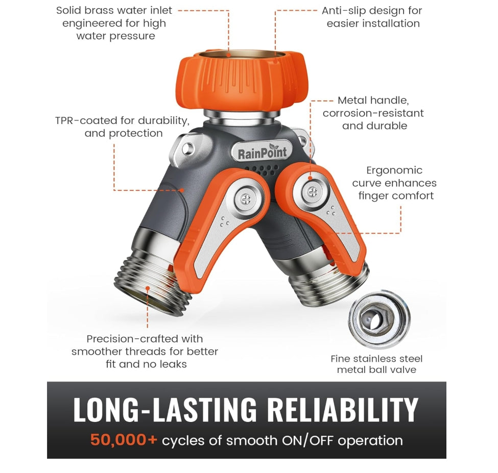 RAINPOINT Garden Hose Splitter (Orange)