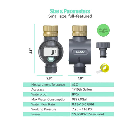RainPoint Water Flow Meter for Garden Hose Watering