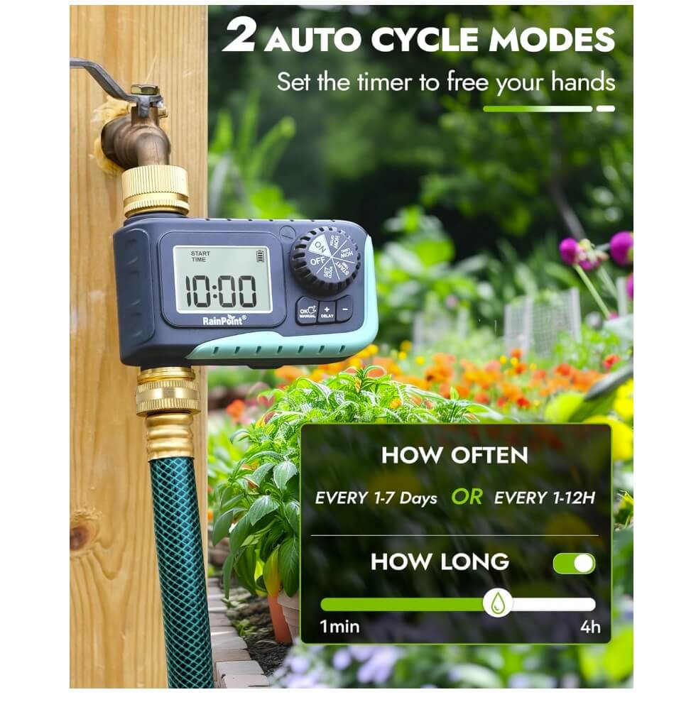 RainPoint Sprinkler Timer with Brass Inlet &amp; Outlet