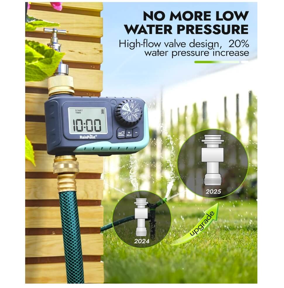 RainPoint Sprinkler Timer with Brass Inlet &amp; Outlet