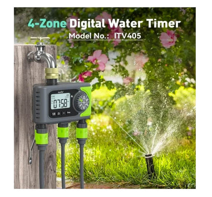 RainPoint brass inlet 4-zone water timer irrigation controller