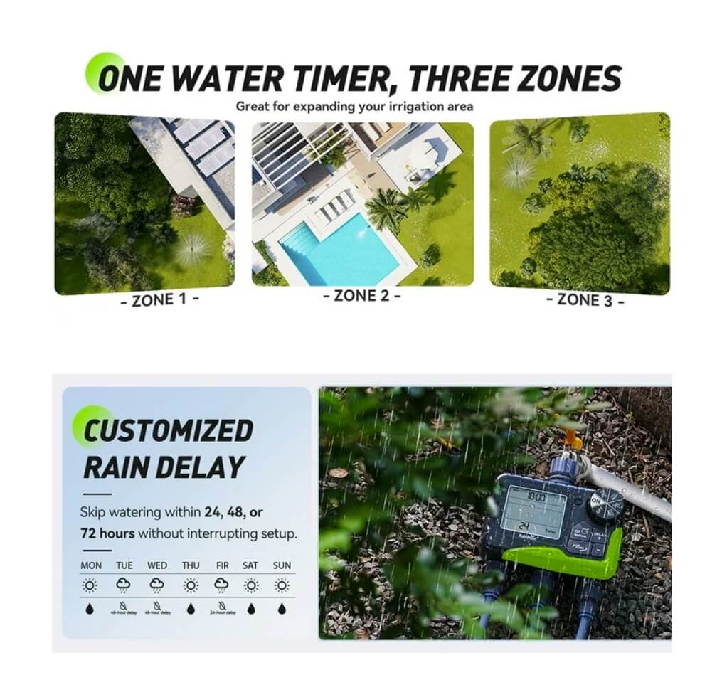 Digital Hose Timer with Rain Delay