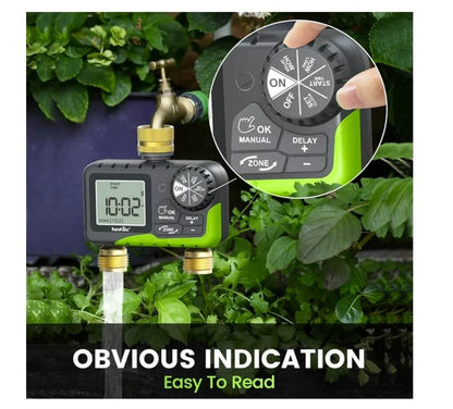 RainPoint Dual Zone Hose Sprinkler Timer, Brass Connector Irrigation Controller