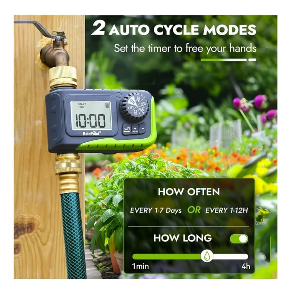 RainPoint Garden Hose Timer Greenhouse Irrigation,Brass Inlet and Outlet
