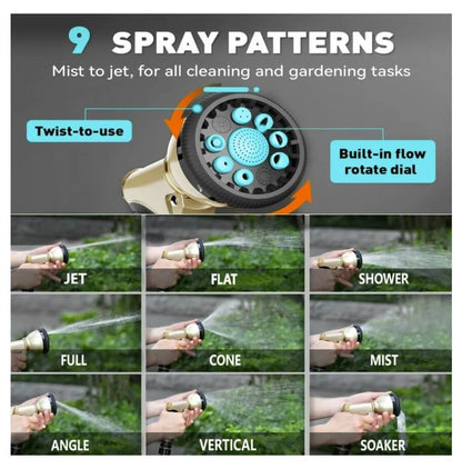 9 SPRAY PATTERNS
Mist to jet, for all cleaning and gardening tasks