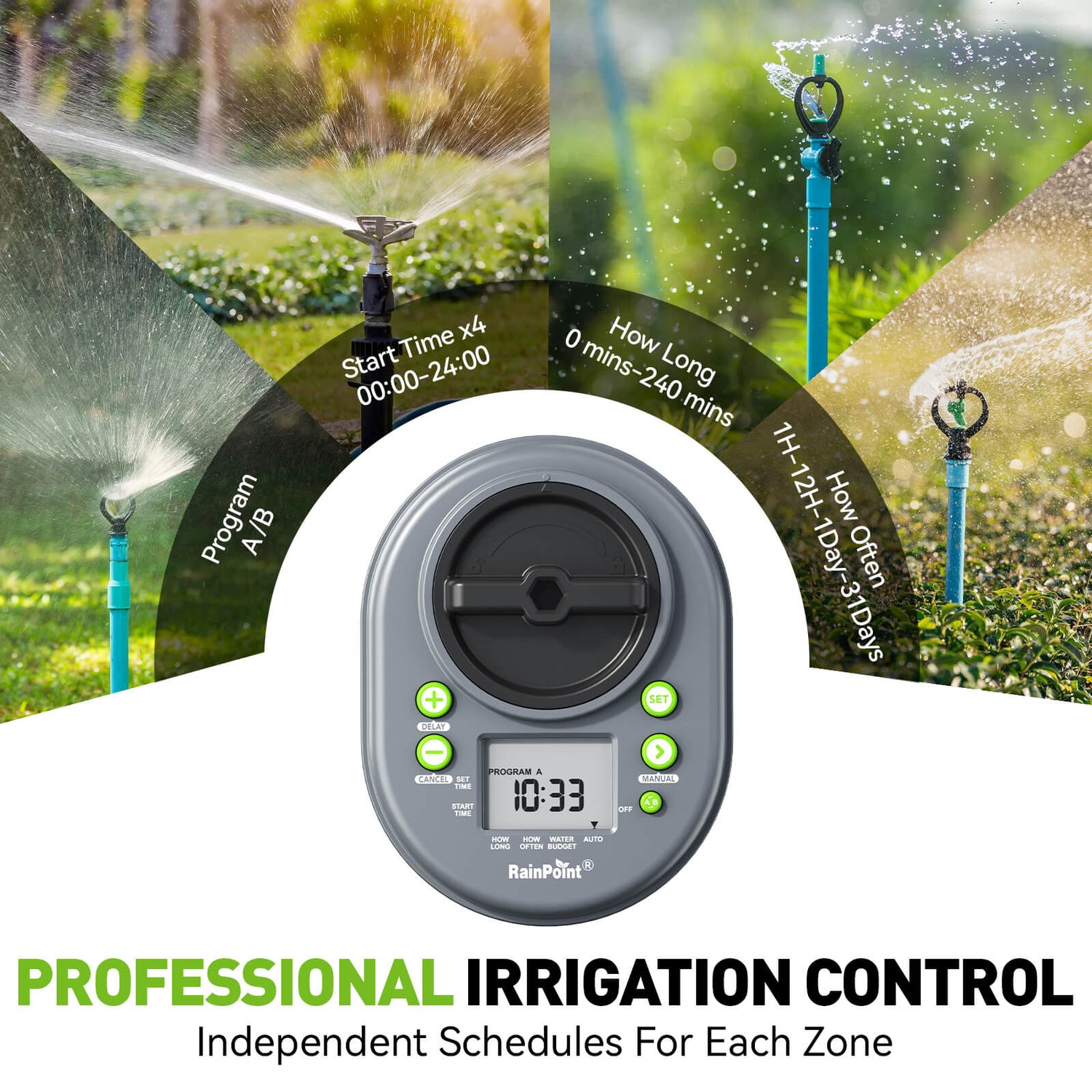 RainPoint 4-Zone Bluetooth Smart Irrigation Controller
