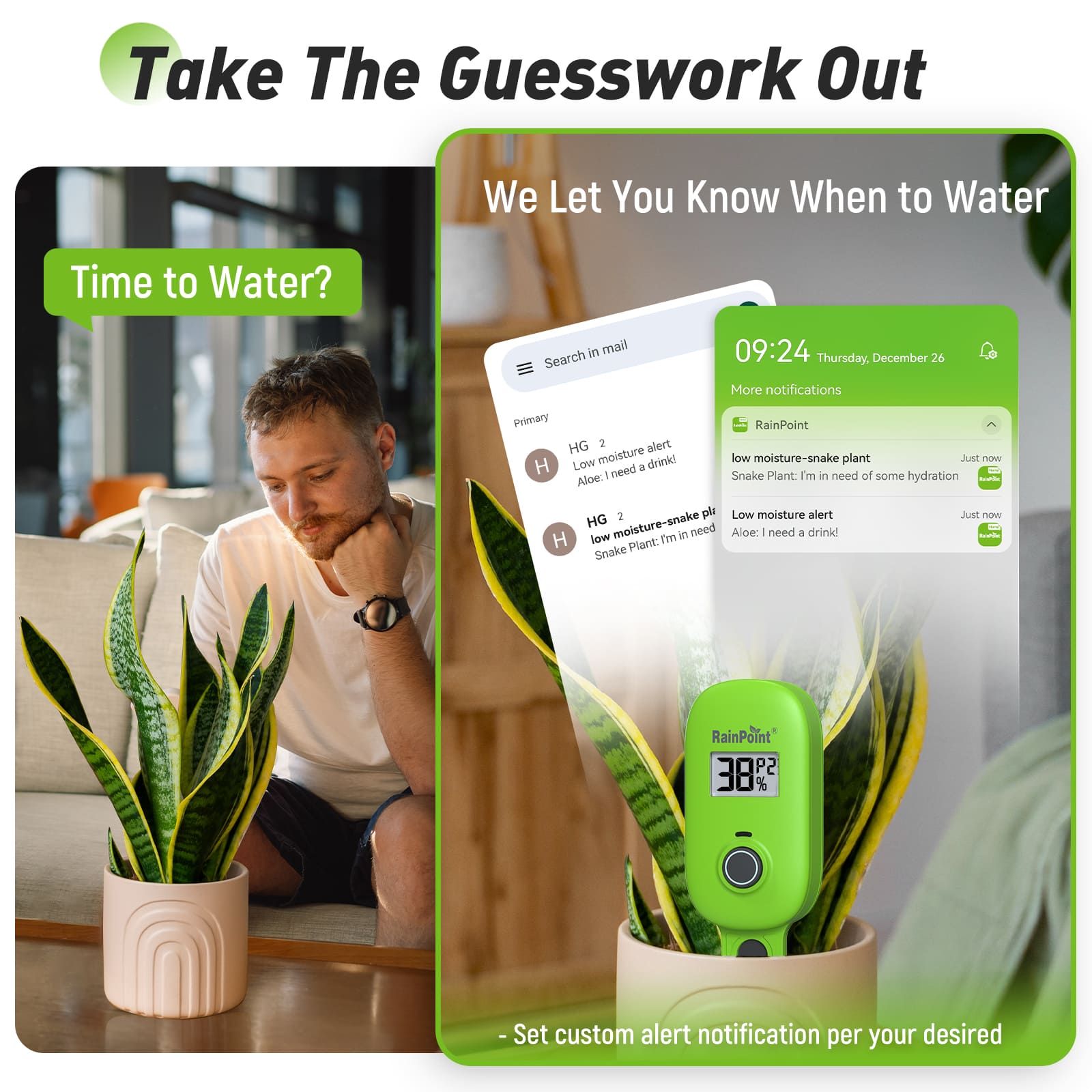 RainPoint  Upgrade Smart Digital Wireless Plant Moisture Meter Houseplant Indoor