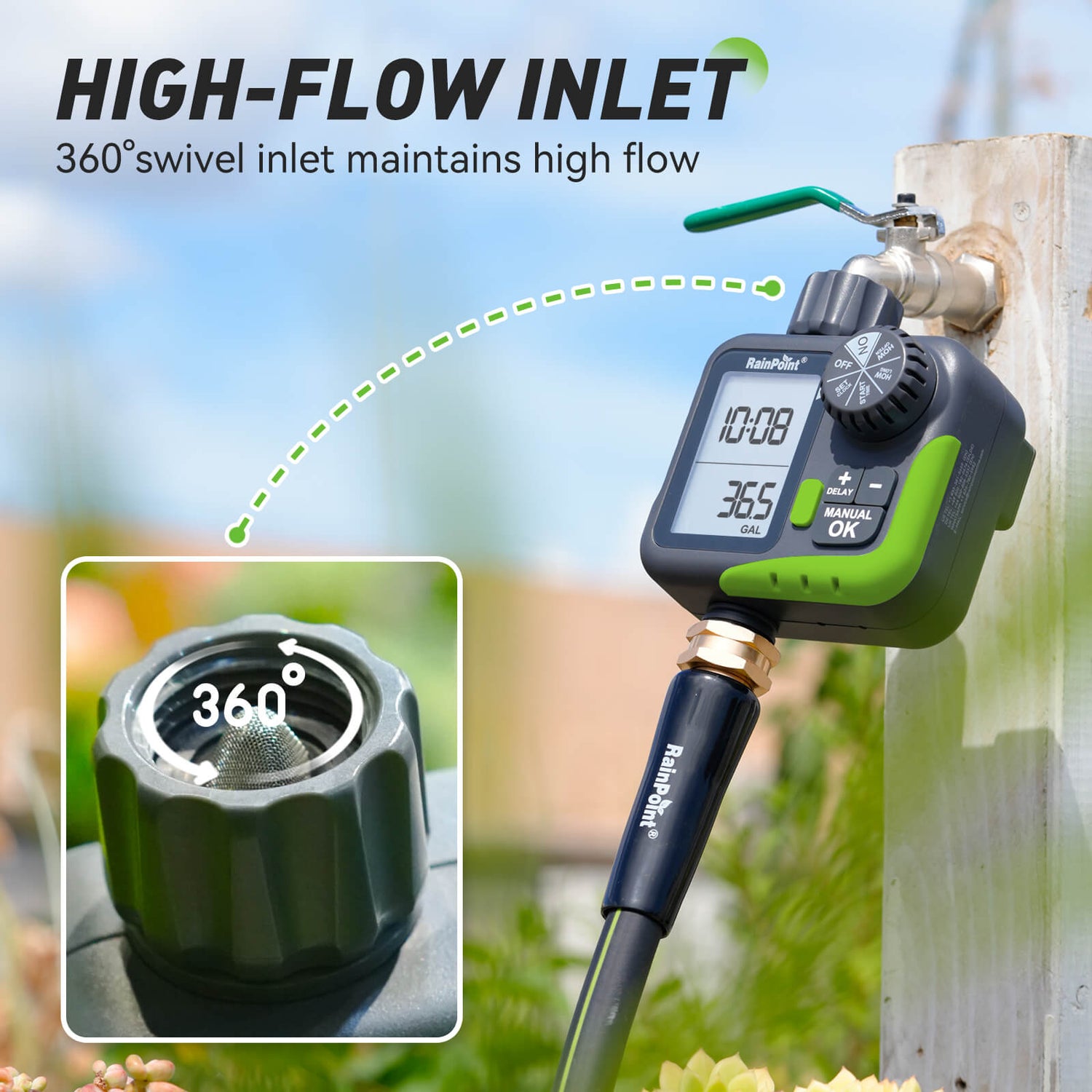 RainPoint Sprinkler Timer for Hose with Rain Delay/Automatic Watering/Manual Watering