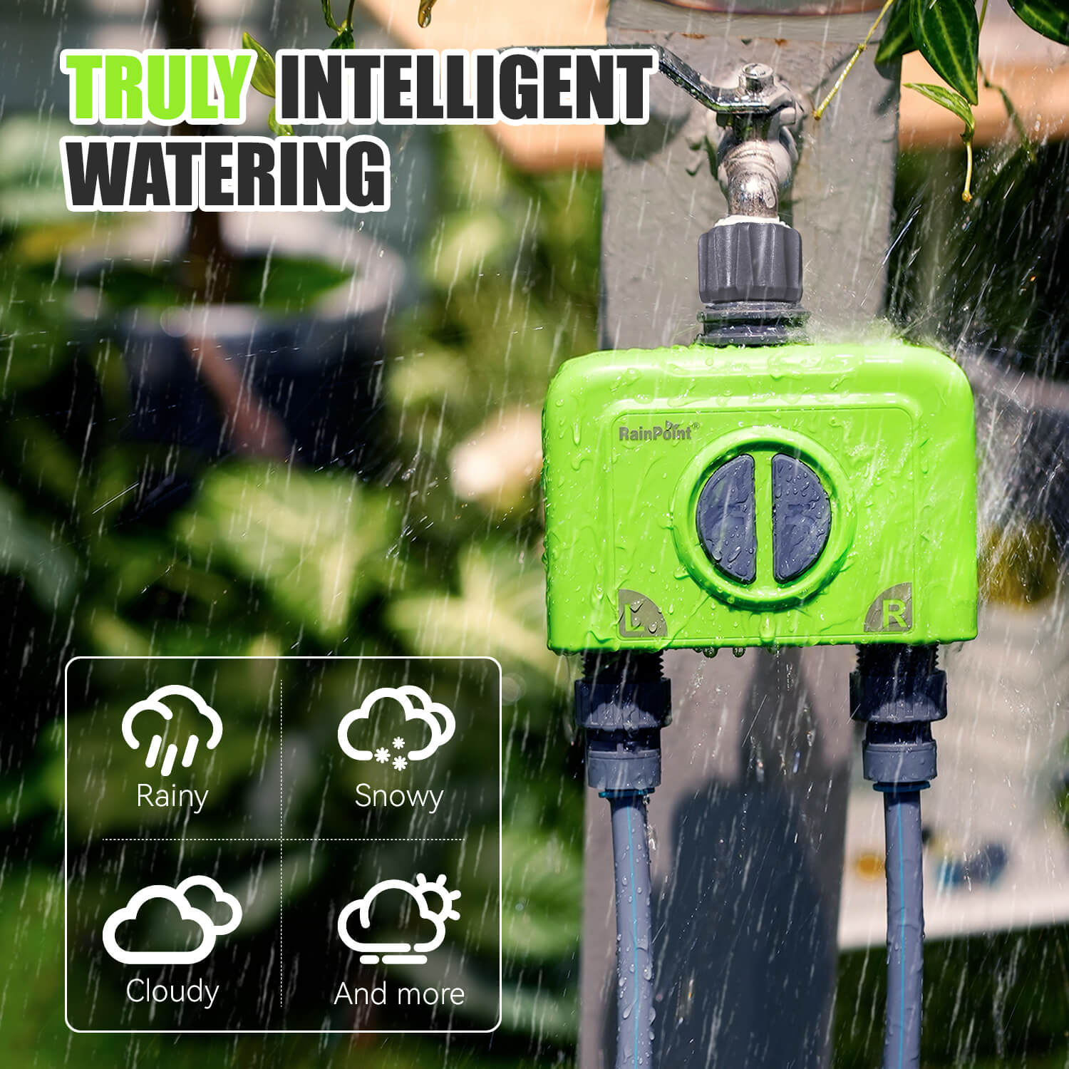RainPoint 2-Zone WiFi Sprinkler Timer with Antenna Gateway