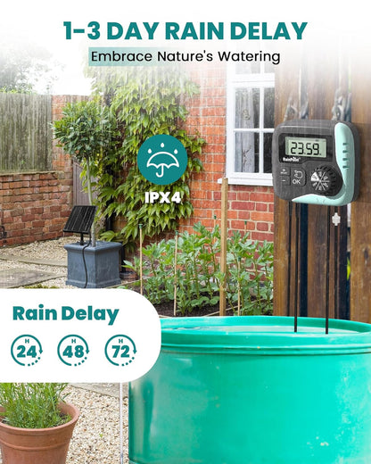 RainPoint Tropfbewässerungssystem mit Solar-Pumpentimer IK15P, automatisches Bewässerungssystem für Topfpflanzen