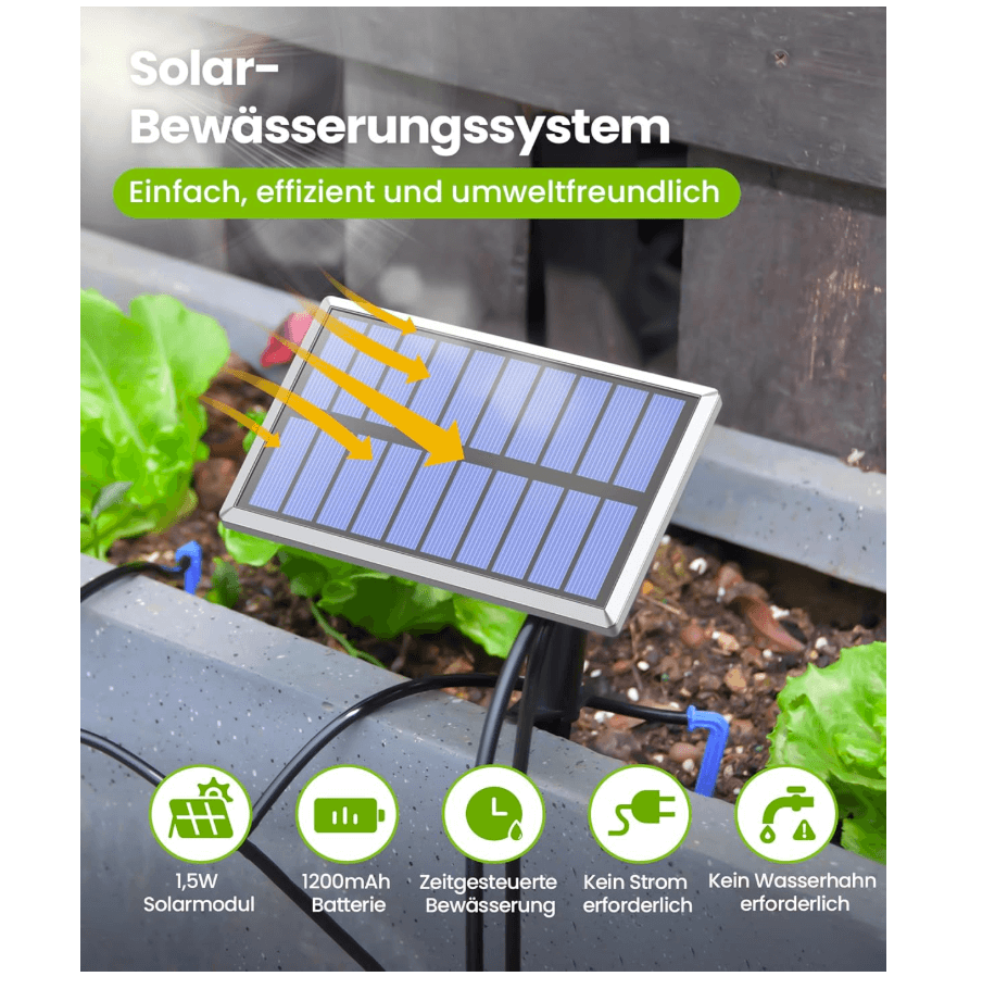 RAINPOINT Solar Irrigation System, DIY Drip Irrigation Kit for 15 Garden, Balcony and Greenhouse Potted Plants