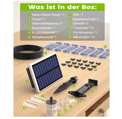 RAINPOINT Solar Irrigation System, DIY Drip Irrigation Kit for 15 Garden, Balcony and Greenhouse Potted Plants