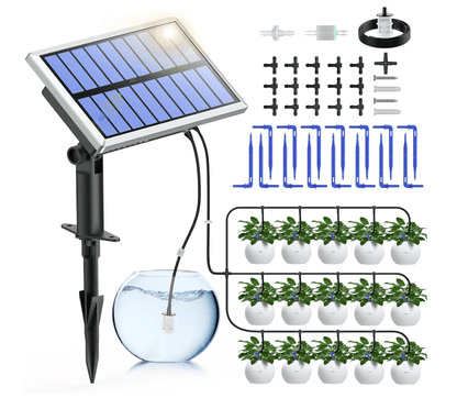 RAINPOINT Solar Irrigation System, DIY Drip Irrigation Kit for 15 Garden, Balcony and Greenhouse Potted Plants