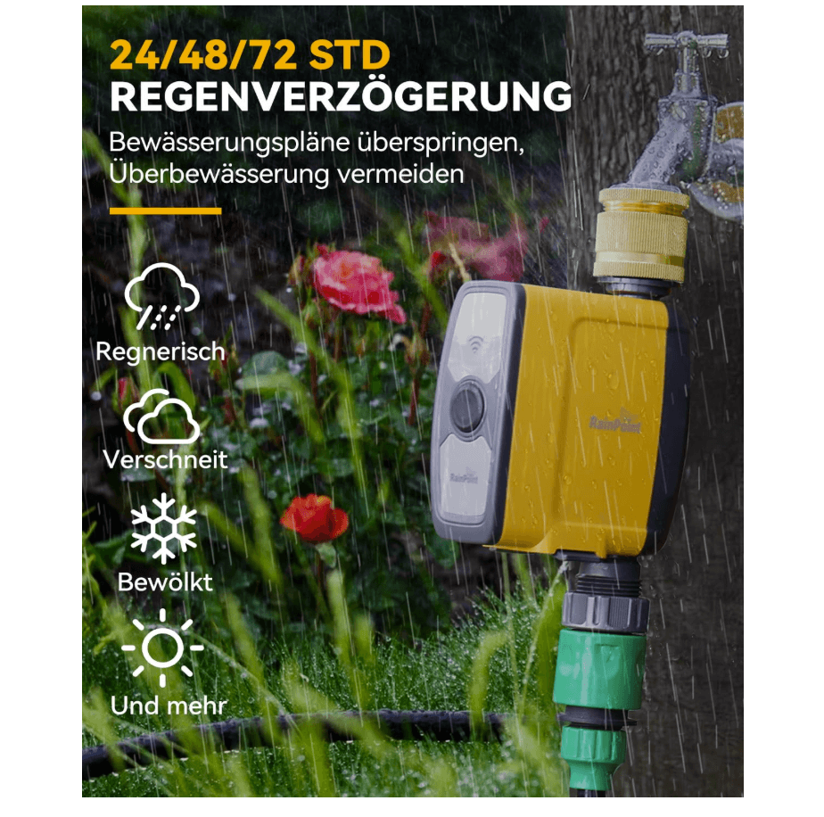 RAINPOINT Bewässerungscomputer WLAN 2,4 GHz mit Messingeinlass