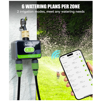 RAINPOINT Watering Computer Bluetooth 2 Outputs, Brass Inlet, without WiFi Hub