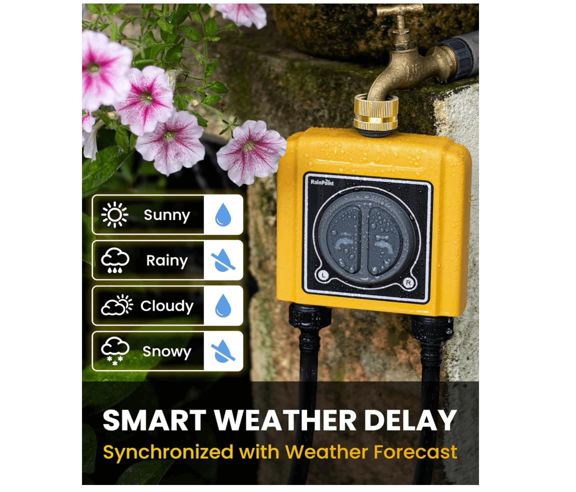 RainPoint Sprinkler Timer WiFi Water Timer with Brass Inlet, APP &amp; Voice Control