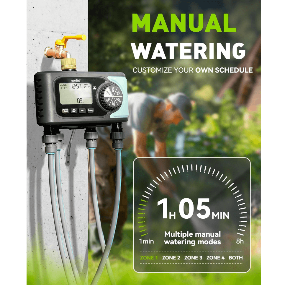 RainPoint 4 Outlet Hose Timer with Brass Inlet