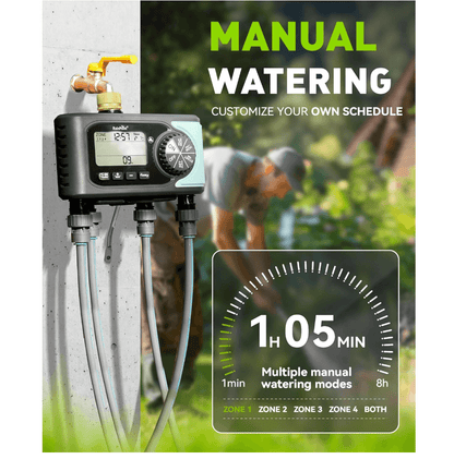 RainPoint 4 Outlet Hose Timer with Brass Inlet