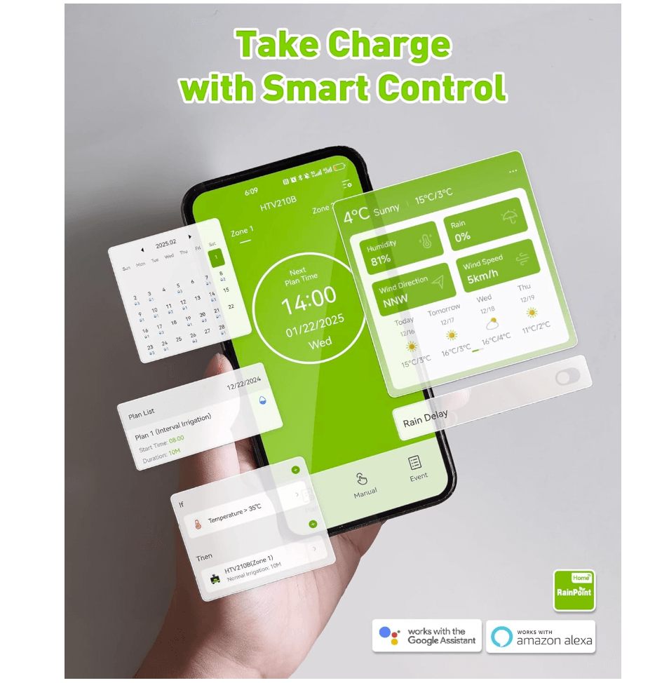 RainPoint 2-Zone WiFi Water Timer for Garden Hose